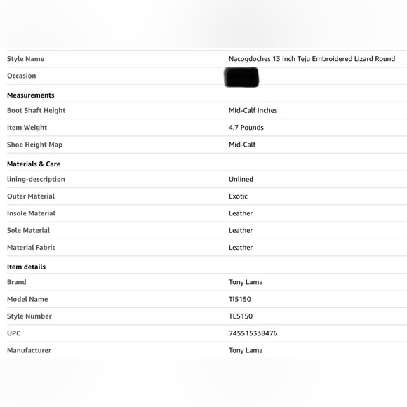 Tony Lama Men’s Nacogdoches Teju Lizard Black Leather Western Boot; Size 8.5D - Picture 15 of 16